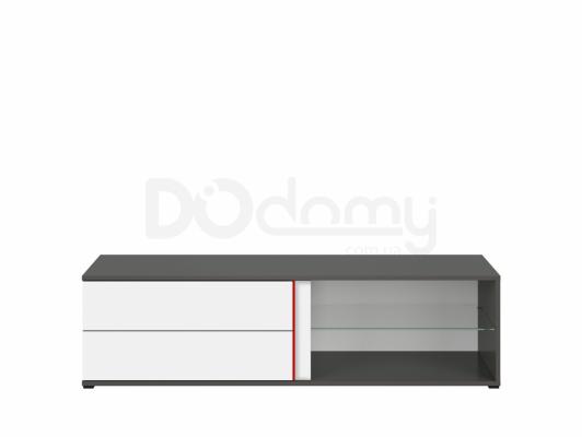 Тумба під телевізор BRW GRAPHIC S343 RTV2S/142/B-SZW/BI/CZ Сірий вольфрам/білий/Червоний, фото 1