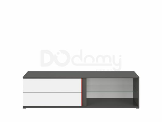 Тумба під телевізор BRW GRAPHIC S343 RTV2S/142/B-SZW/BI/CZ Сірий вольфрам/білий/Червоний, фото 2