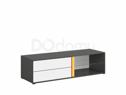 Тумба під телевізор BRW GRAPHIC S343 RTV2S/142/B-SZW/BI/CZ Сірий вольфрам/білий/Червоний, фото 3