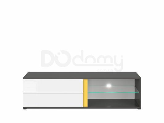 Тумба під телевізор BRW GRAPHIC S343 RTV2S/142/C-SZW/BLP Сірий вольфрам/білий глянець, фото 2