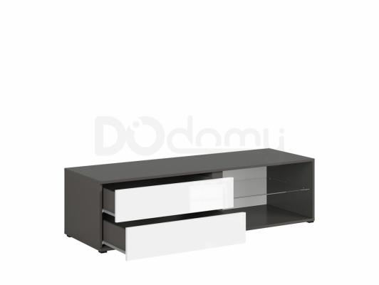 Тумба під телевізор BRW GRAPHIC S343 RTV2S/142/C-SZW/BLP Сірий вольфрам/білий глянець, фото 4