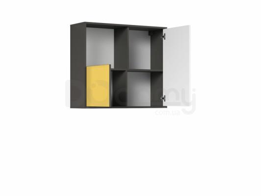 Шкафчик навесной BRW GRAPHIC S343 SFW2D/86/75/C-SZW/ZO/BLP Серый вольфрам/Белый глянец/Желтый, фото 2