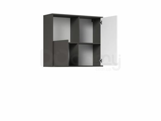 Шкафчик навесной BRW GRAPHIC S343 SFW2D/86/75/C-SZW/BLP Серый вольфрам/Белый глянец, фото 2