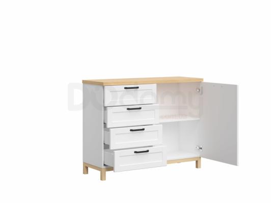 Комод BRW HAGA KOM1D4S білий канадський / Польський дуб, фото 2
