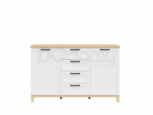 Комод BRW HAGA KOM2D4S білий канадський / Польський дуб, фото 1