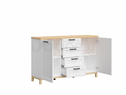 Комод BRW HAGA KOM2D4S білий канадський / Польський дуб, фото 2