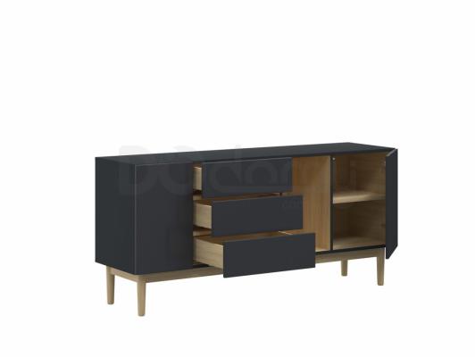 Комод BRW MOKO KOM2D3S/7/15-JSZ/DANA/RAL7016 чорний/дуб польский, фото 2