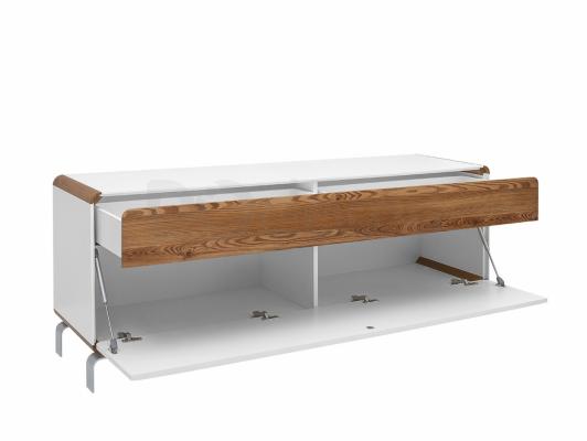 Тумба під телевізор BRW ELIS RTV1S1K_NOGI білий/Сібіу золотий, фото 2