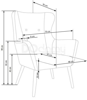 Кресло HALMAR COTTO Темно-серый, фото 2