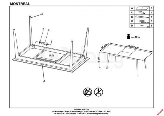 Стол раскладной HALMAR MONTREAL, фото 4