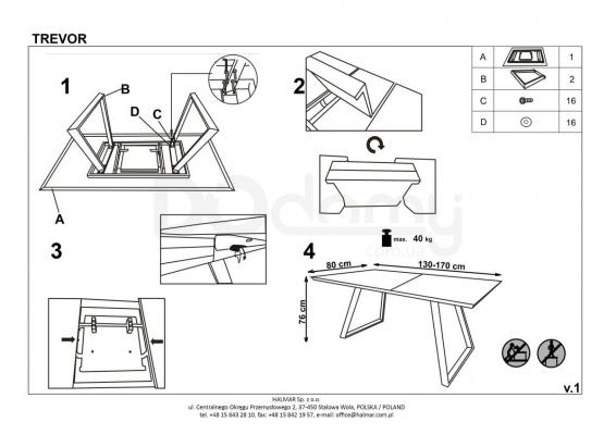 Стол HALMAR TREVOR, фото 2