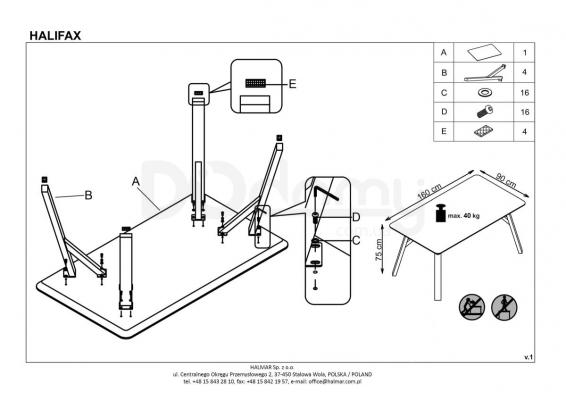 Стіл HALMAR HALIFAX, фото 2