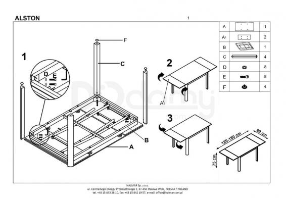 Стіл HALMAR ALSTON бежевий, фото 3
