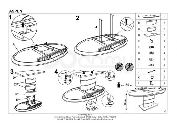 Стіл HALMAR ASPEN, фото 2
