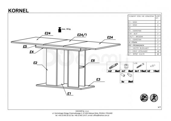 Стіл HALMAR KORNEL білий, фото 2