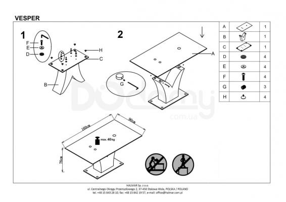 Стіл HALMAR VESPER, фото 2