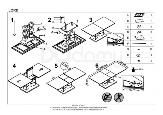 Стіл HALMAR LORD білий, фото 2