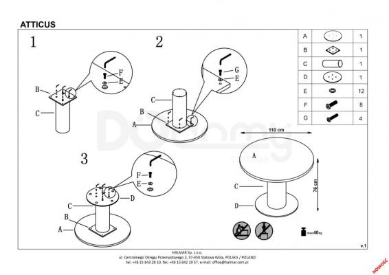 Стол HALMAR ATTICUS, фото 2