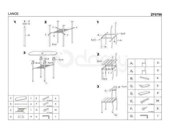 Столовый комплект HALMAR LANCE дуб сонома, фото 2