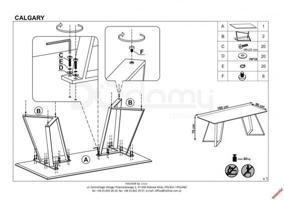 Стол HALMAR CALGARY, фото 3