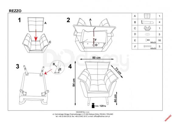 Крісло HALMAR REZZO сірий, фото 3