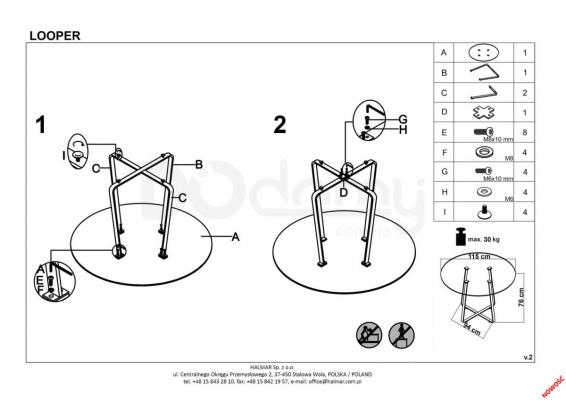 Стіл HALMAR LOOPER, фото 3