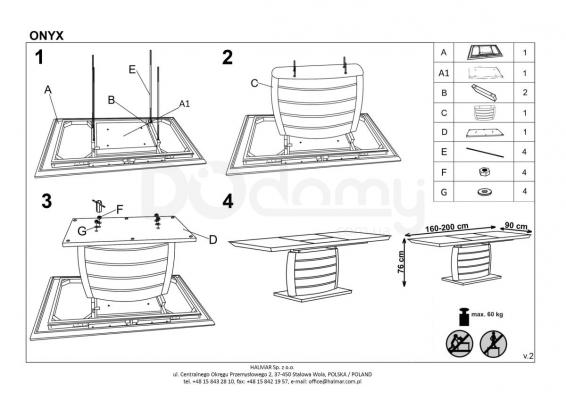 Стол HALMAR ONYX, фото 2