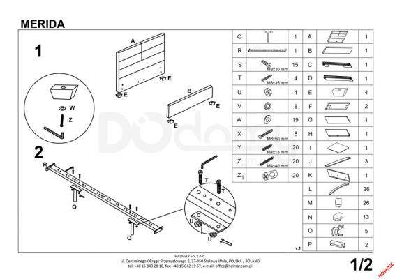 Кровать HALMAR MERIDA 160x200 голубая, фото 3