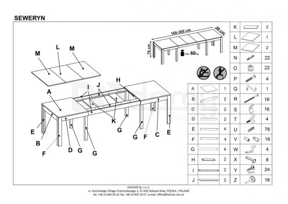 Стол HALMAR SEWERYN дуб сонома, белый, фото 3