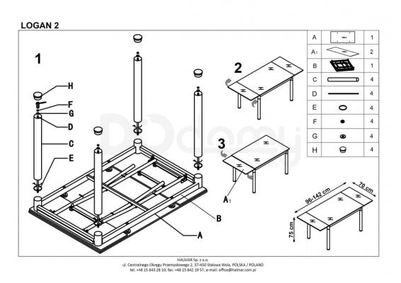 Стіл HALMAR LOGAN 2 білий, фото 4