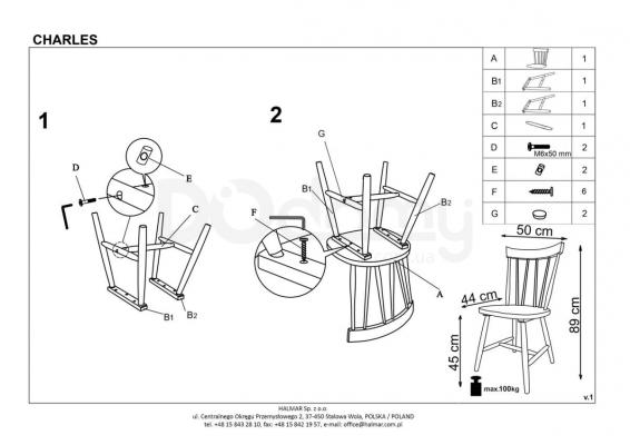 Стілець HALMAR Charles Сірий, фото 3