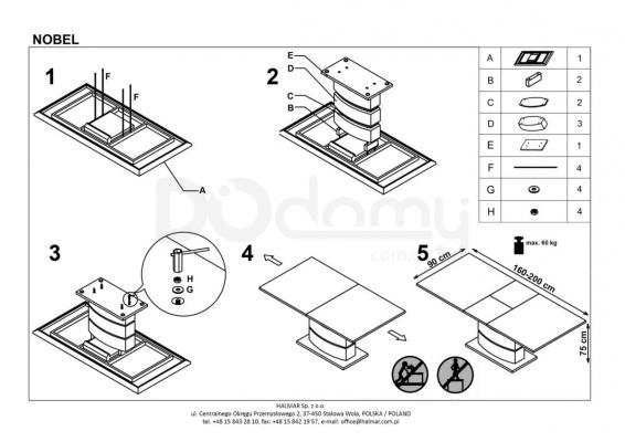 Стол HALMAR NOBEL белый, фото 3