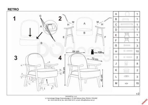 Крісло HALMAR RETRO сірий, фото 2