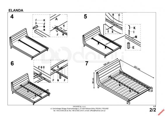Ліжко HALMAR ELANDA 160 Світло-сірий, фото 3