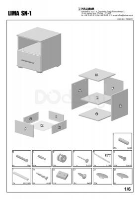 Прикроватна тумба HALMAR LIMA SN-1 белая, фото 2