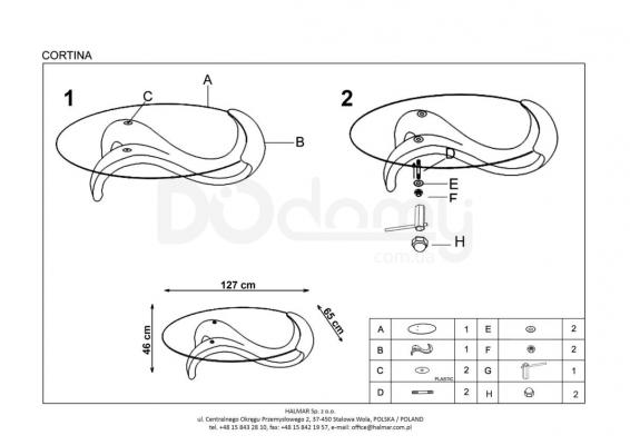 Журнальний столик HALMAR CORTINA білий, фото 2