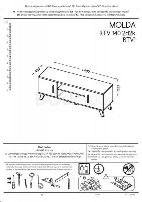 Тумба HALMAR Molda RTV-1 Дуб сонома, Белый, фото 2