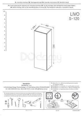 Пенал навісний HALMAR Livo S-120 білий, фото 2