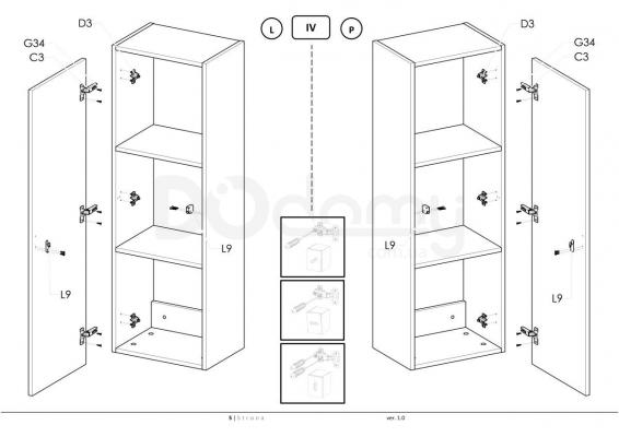 Пенал навісний HALMAR Livo S-120 білий, фото 6
