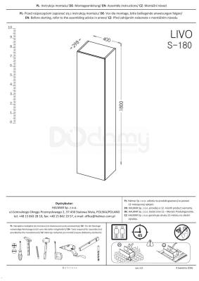Пенал навесной HALMAR Livo S-180 Белый, фото 2