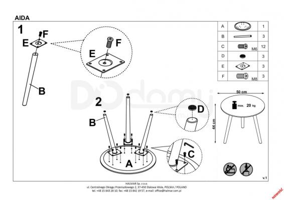 Журнальный стол HALMAR AIDA / черний мрамор/ бук, фото 2