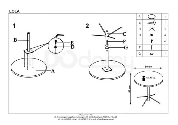 Журнальний столик HALMAR LOLA білий, фото 2