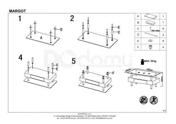 Журнальный стол HALMAR MARGOT Дуб золотой, фото 2