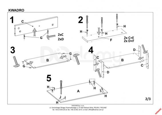 Журнальный столик HALMAR KWADRO / Дуб сан ремо, фото 3