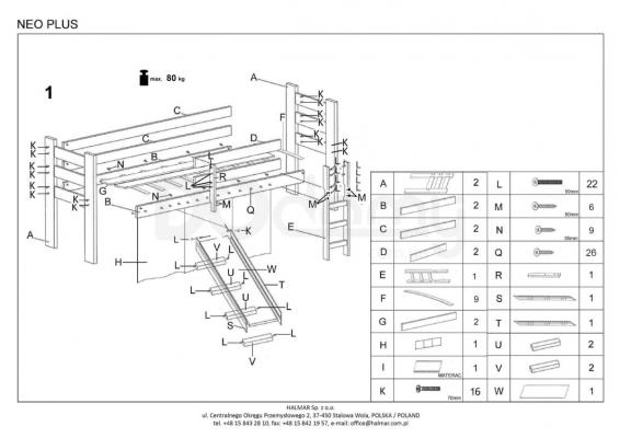 Кровать двухъярусная HALMAR c горкой Neo Plus Сосна, фото 2