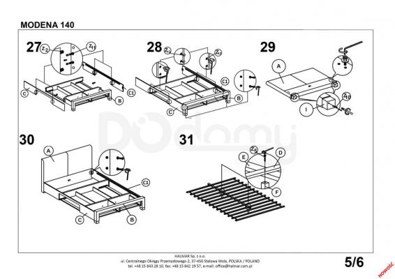 Кровать HALMAR MODENA 140 серая, фото 6