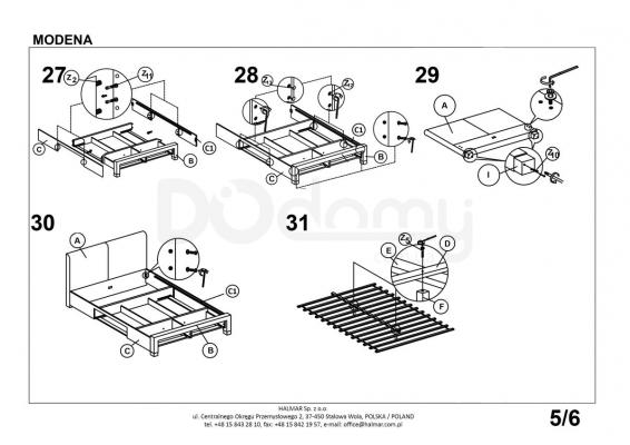 Ліжко HALMAR Modena 160 сіре, фото 6