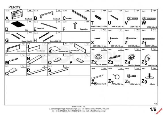 Кровать HALMAR PERCY 160 серая, фото 2