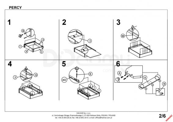 Кровать HALMAR PERCY 160 серая, фото 3
