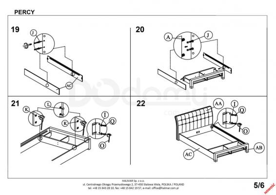 Кровать HALMAR PERCY 160 серая, фото 6